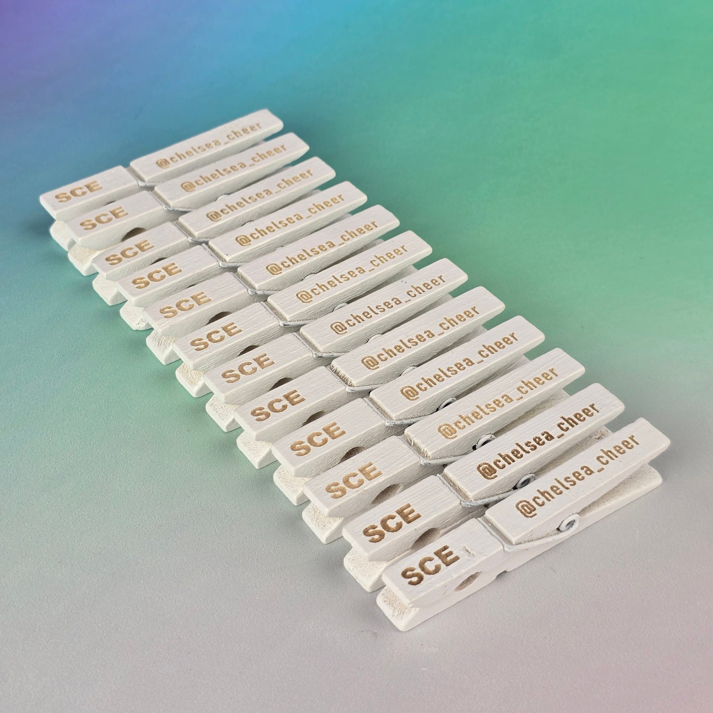12 Personalised Engraved Pegs