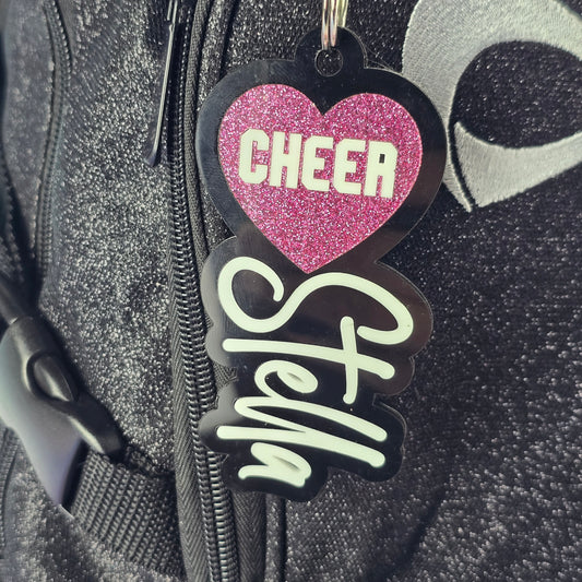Cheer Heart Name Tag - Personalised Bag Tag