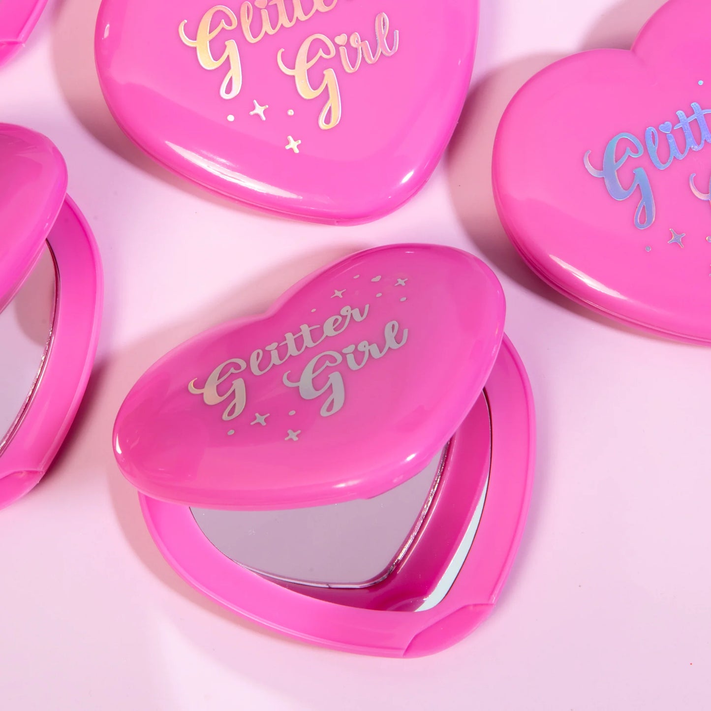 Pink Heart Pocket Mirror (Glitter Girl)